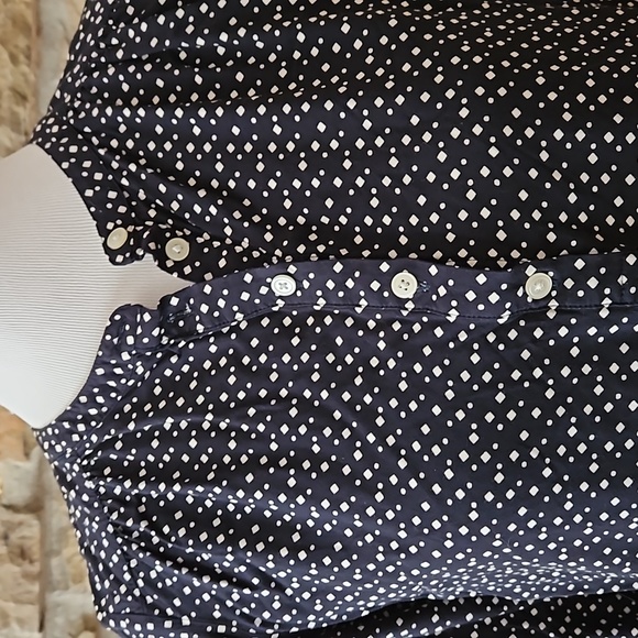 Loft Henley Utility Navy Diamond Blouse - Picture 2 of 8